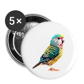 Perruche Oiseau Calopsitte Propriétaire d’oiseau - Lot de 5 petits badges (25 mm) - blanc - Devant