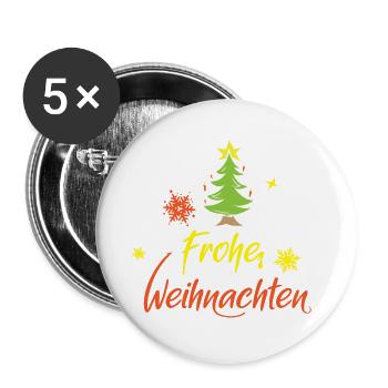 frohe weihnachten Weihnachtsbaum Schnee Stern icon - Buttons klein 25 mm (5er Pack) - Weiß - Vorne