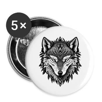 wolf head - Buttons klein 25 mm (5er Pack) - Weiß - Vorne