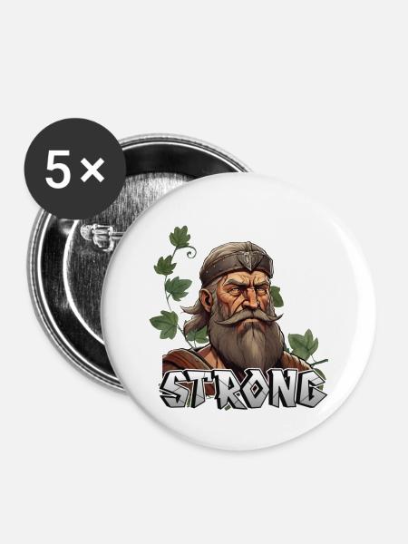 Mittelalter, Germane , Krieger - Buttons klein 25 mm (5er Pack) - Weiß