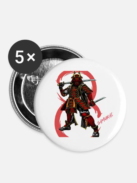 Samurai - Buttons klein 25 mm (5er Pack) - Weiß