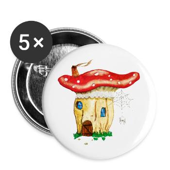 The Mushroom House - Buttons small 1''/25 mm (5-pack) - white - Front