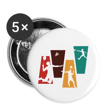 Badminton rétro vintage - idée cadeau badminton - Lot de 5 petits badges (25 mm) - blanc - Devant