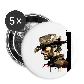 cow-boy - Lot de 5 petits badges (25 mm) - blanc - Devant