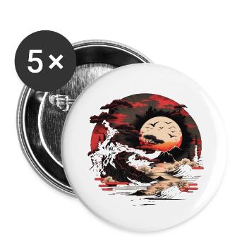 Schwarze Sonne - Buttons klein 25 mm (5er Pack) - Weiß - Vorne