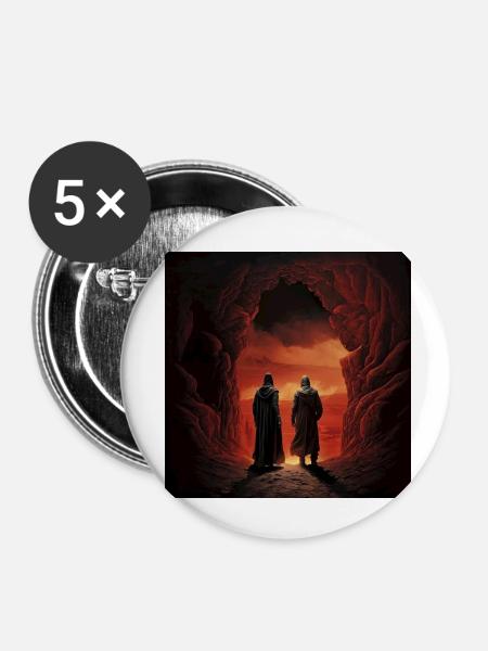 Dante und Vergil - Buttons klein 25 mm (5er Pack) - Weiß