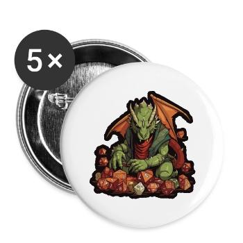Drache bewacht W20 Würfel – Fantasy RPG - Buttons klein 25 mm (5er Pack) - Weiß - Vorne