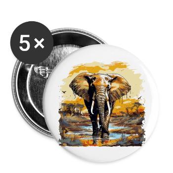 Elefantenen Design Elefant Tier Rüsseltier - Buttons klein 25 mm (5er Pack) - Weiß - Vorne