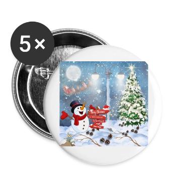 Frohe Weihnachten - Buttons klein 25 mm (5er Pack) - Weiß - Vorne