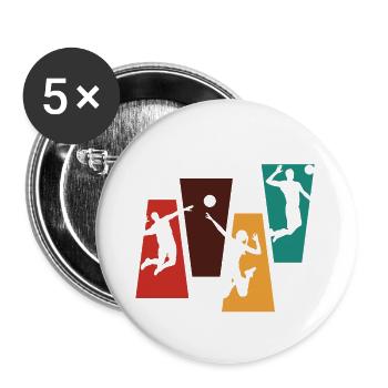 Vintage Retro Volleyball Geschenkidee - Buttons klein 25 mm (5er Pack) - Weiß - Vorne
