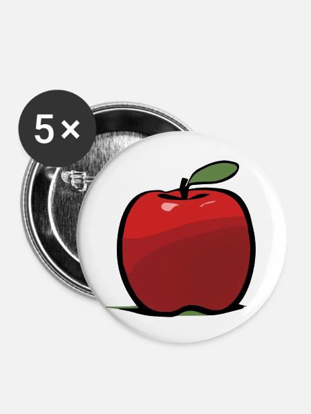 Apfel - Buttons klein 25 mm (5er Pack) - Weiß