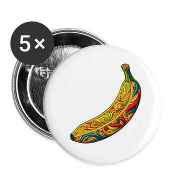 Bananen-Stickerei - Buttons klein 25 mm (5er Pack) - Weiß - Vorne