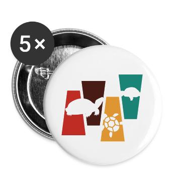 Vintage Retro Schildkröte Geschenkidee - Buttons klein 25 mm (5er Pack) - Weiß - Vorne