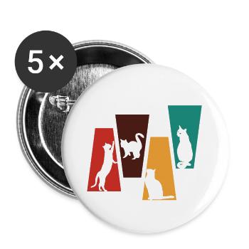 Vintage retro cat gift idea - Buttons small 1''/25 mm (5-pack) - white - Front