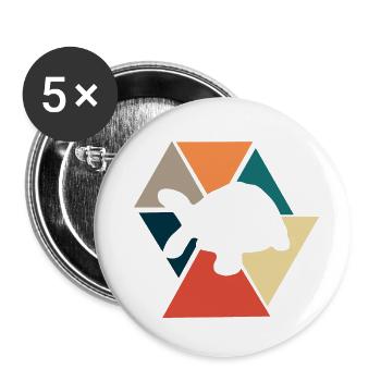 Vintage Retro Schildkröte Geschenkidee - Buttons klein 25 mm (5er Pack) - Weiß - Vorne