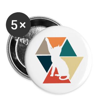 Vintage retro cat gift idea - Buttons small 1''/25 mm (5-pack) - white - Front