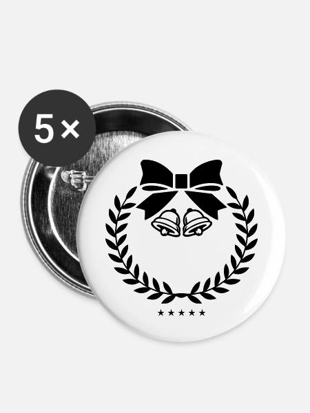 kranz glocken - Buttons klein 25 mm (5er Pack) - Weiß