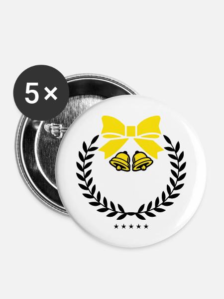 kranz glocken - Buttons klein 25 mm (5er Pack) - Weiß