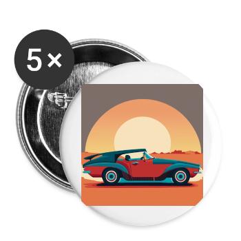 Oldtimer / Auto / Sonnenuntergang - Buttons klein 25 mm (5er Pack) - Weiß - Vorne