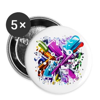 Graffiti Street Art Spray Vintage Schablone Retro - Buttons klein 25 mm (5er Pack) - Weiß - Vorne