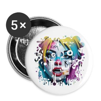 Graffiti Street Art Spray Vintage Schablone Retro - Buttons klein 25 mm (5er Pack) - Weiß - Vorne