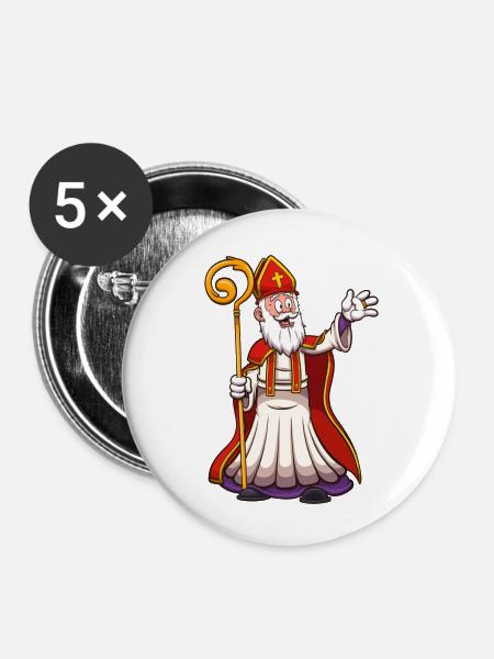 Heiliger Nikolaus winkt - Buttons klein 25 mm (5er Pack) - Weiß