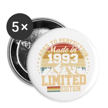 Made in 1993 - Agée avec perfection - Lot de 5 petits badges (25 mm) - blanc - Devant