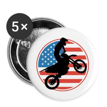 Motocross USA Flag - Buttons small 1''/25 mm (5-pack) - white - Front