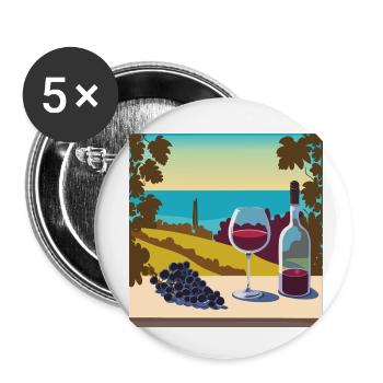 Rotwein / Weißwein / Wein - Buttons klein 25 mm (5er Pack) - Weiß - Vorne