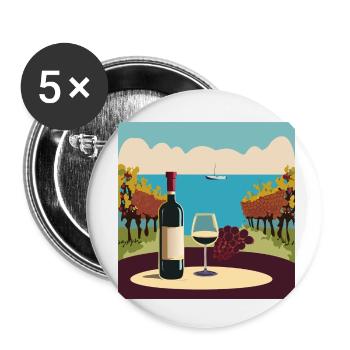 Wein / Rotwein / Weißwein - Buttons klein 25 mm (5er Pack) - Weiß - Vorne