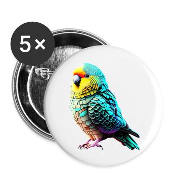 Perruche Oiseau Calopsitte Propriétaire d’oiseau - Lot de 5 petits badges (25 mm) - blanc - Devant