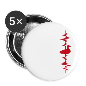 Canard battement de coeur - Lot de 5 petits badges (25 mm) - blanc - Devant