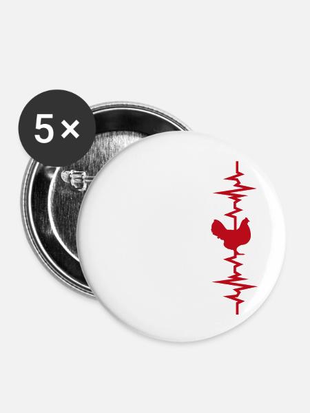 Herzschlag der Henne - Buttons klein 25 mm (5er Pack) - Weiß