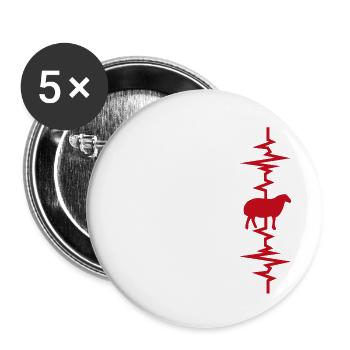 Herzschlag von Schafen - Buttons klein 25 mm (5er Pack) - Weiß - Vorne