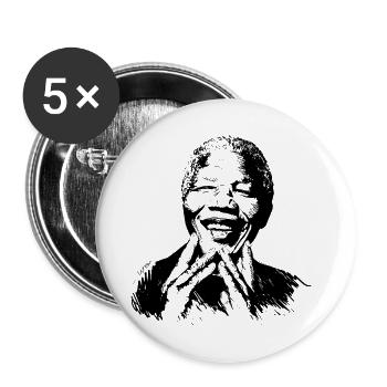 Nelson Mandela portrait dessiné - Lot de 5 petits badges (25 mm) - blanc - Devant