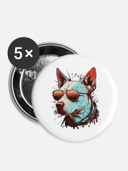 Cooler Englischer Bullterrier - Buttons klein 25 mm (5er Pack) - Weiß