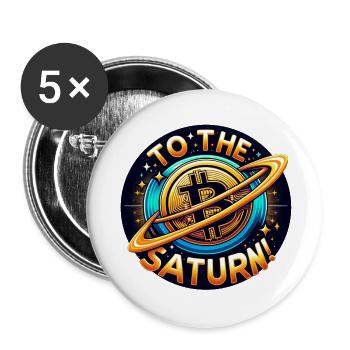 BTC Krypto zum Saturn! - Buttons klein 25 mm (5er Pack) - Weiß - Vorne