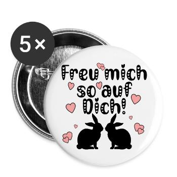 Freu mich so auf Dich Liebe - Hasen Paare - Buttons klein 25 mm (5er Pack) - Weiß - Vorne
