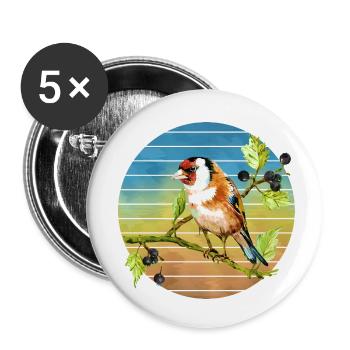 Bunter Vogel - Buttons klein 25 mm (5er Pack) - Weiß - Vorne