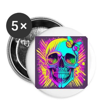 Crâne - Lot de 5 petits badges (25 mm) - blanc - Devant