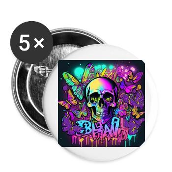 Crâne - Lot de 5 petits badges (25 mm) - blanc - Devant