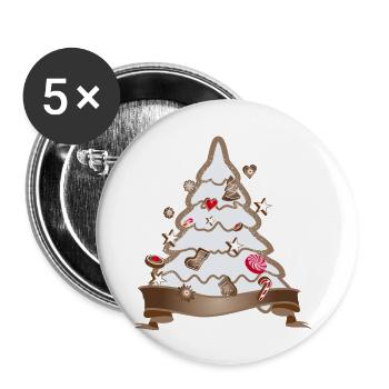schöner Lebkuchen Christbaum für Weihnachten - Buttons klein 25 mm (5er Pack) - Weiß - Vorne