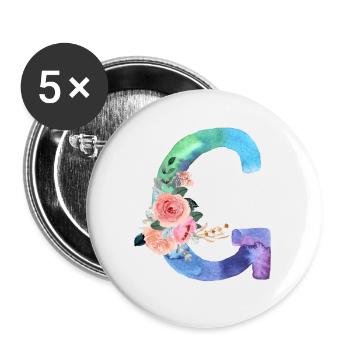 Lettre g watercolor - Lot de 5 petits badges (25 mm) - blanc - Devant