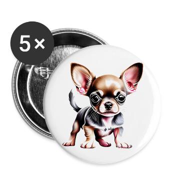 Chihuahua Chien Chihuahua Chiot Chiens Propriétaire de chien - Lot de 5 petits badges (25 mm) - blanc - Devant