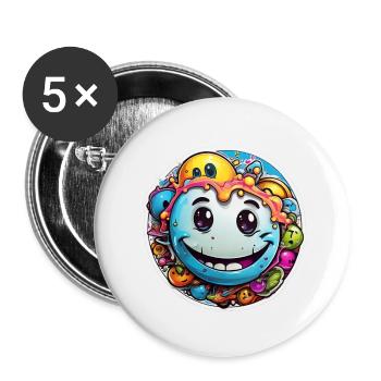 Modern Colorful And Funny Acid Techno Emoji - Buttons klein 25 mm (5er Pack) - Weiß - Vorne
