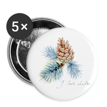 I love winter - Buttons klein 25 mm (5er Pack) - Weiß - Vorne