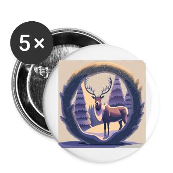 Couronne de renne - Lot de 5 petits badges (25 mm) - blanc - Devant