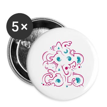 Neon Floral Ornament - Buttons small 1''/25 mm (5-pack) - white - Front