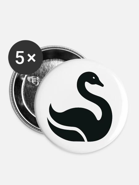 Schwan - Buttons klein 25 mm (5er Pack) - Weiß