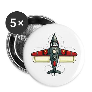 Avion - Lot de 5 petits badges (25 mm) - blanc - Devant